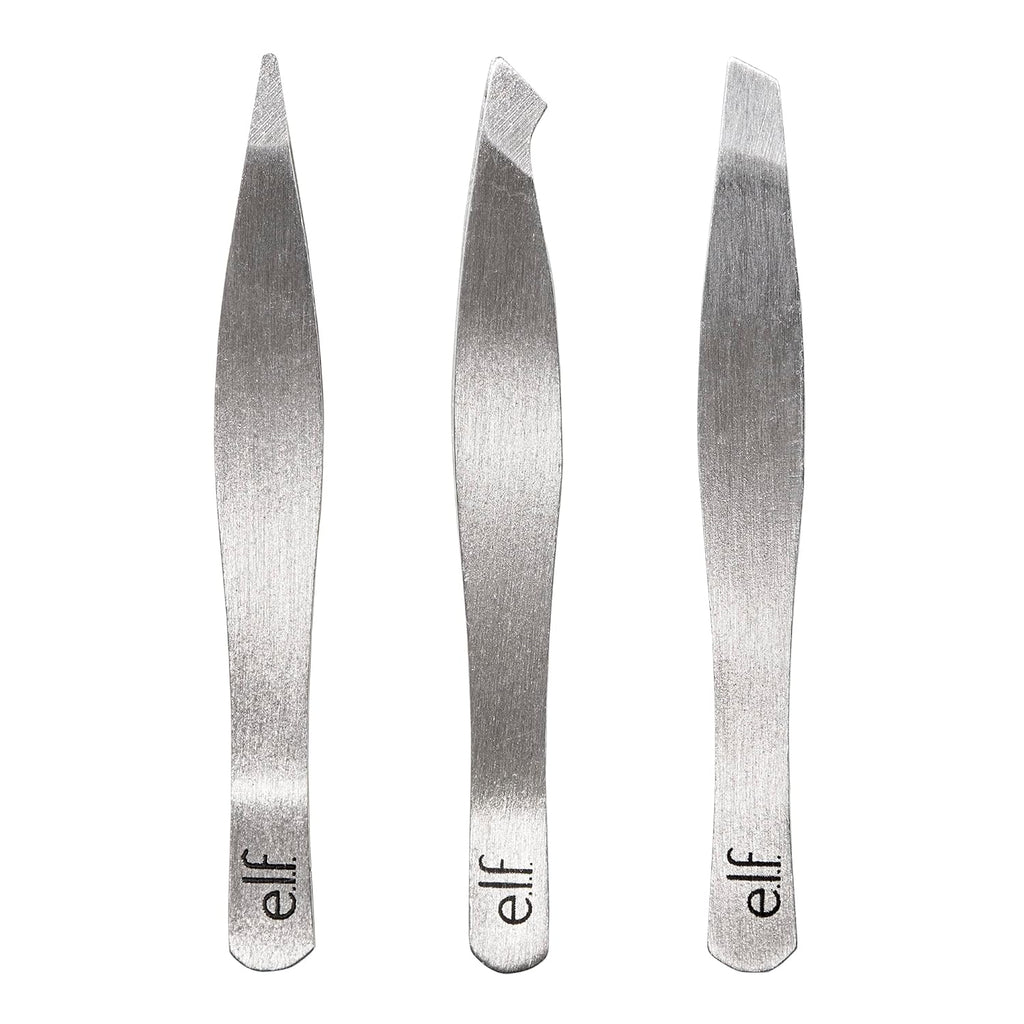 e.l.f. Tweezer Trio Kit. Three Mini Eyebrow Tweezers For Shaping. Defining & Grooming Brows. Great For Touchups On The Go. Vegan & Cruelty-Free