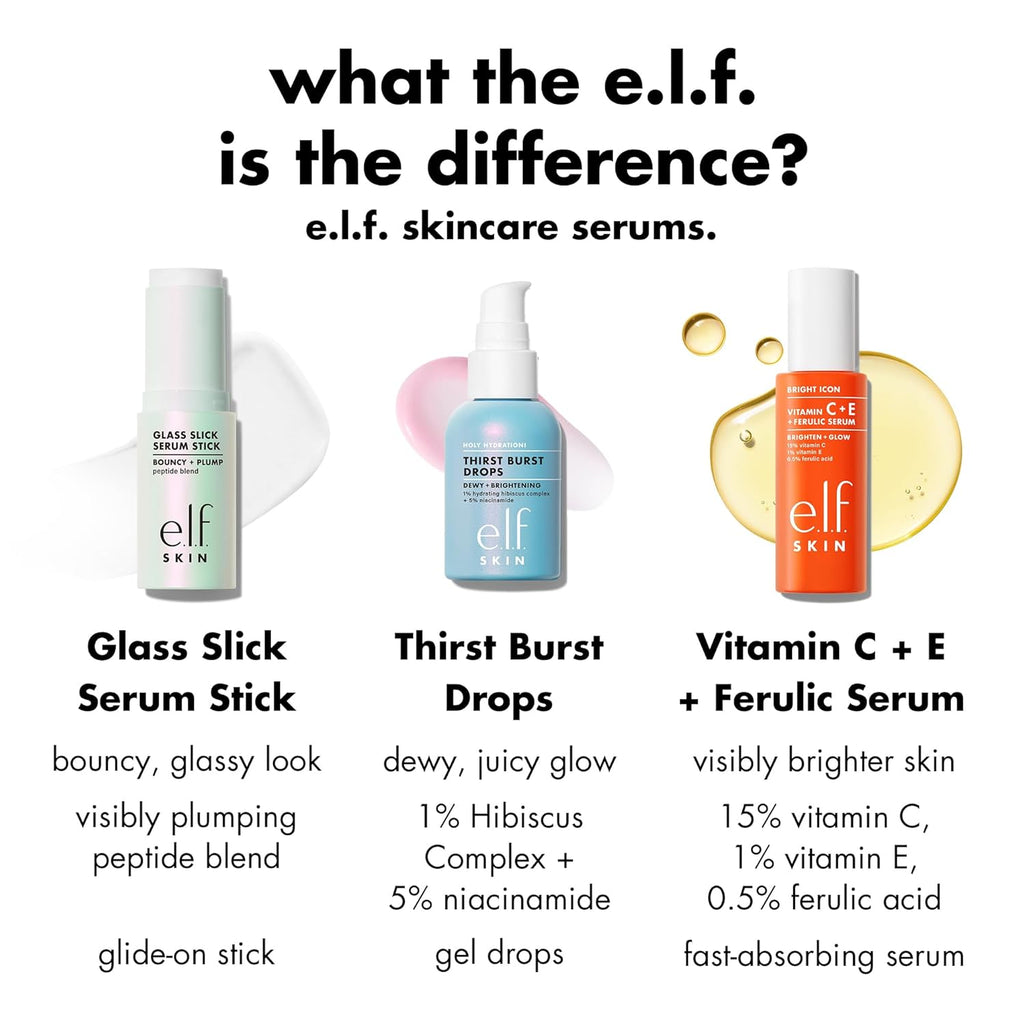 e.l.f. SKIN Glass Slick Serum Stick | Balm Face Serum. Helps Visibly Plump & Smooth Complexion with Nourishing Peptides. Vegan & Cruelty-Free