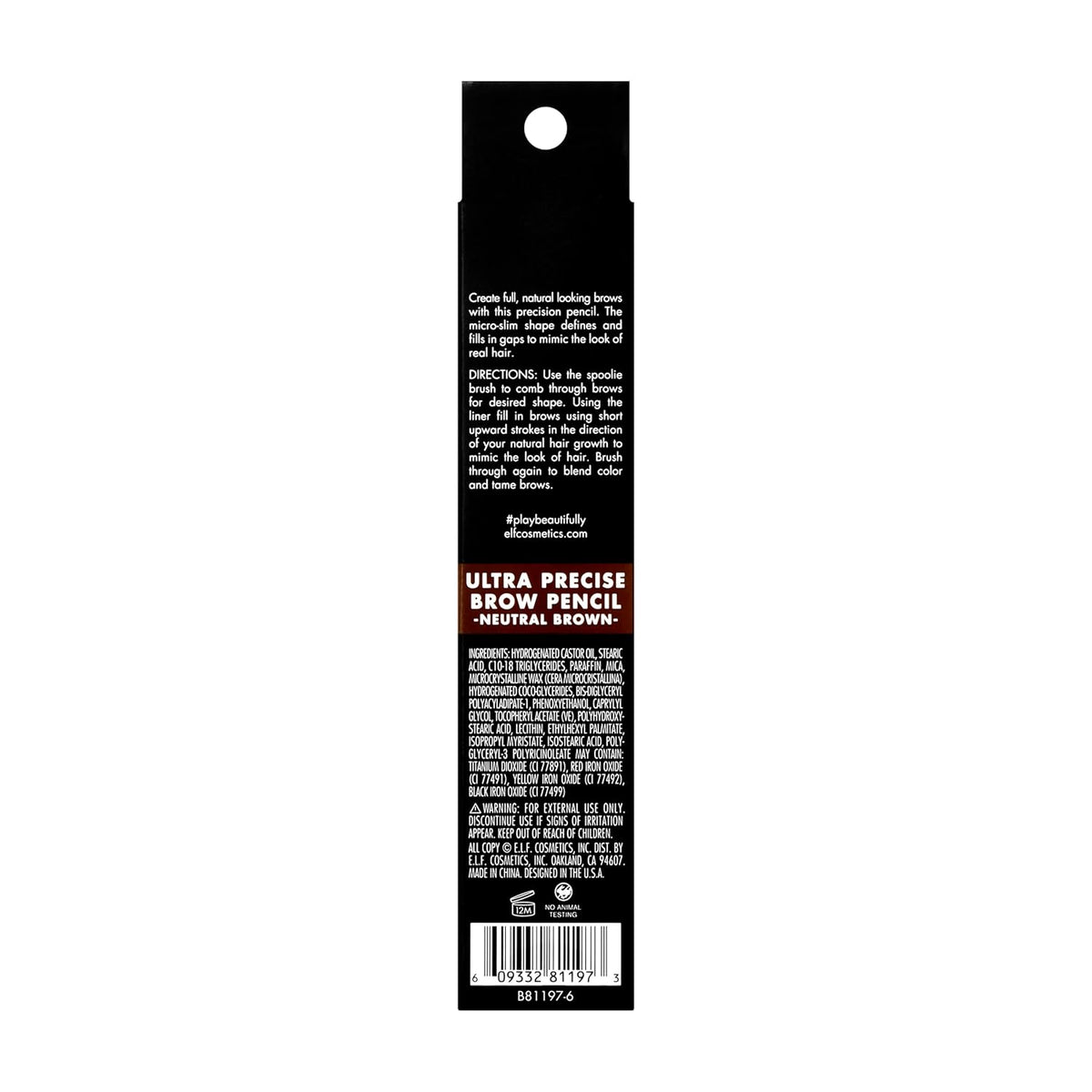 e.l.f. Ultra Precise Brow Pencil. Dual-Ended. Ultra Fine Tip Defines & Fills Eyebrows. Creamy Formula. Vegan & Cruelty-Free. Neutral Brown