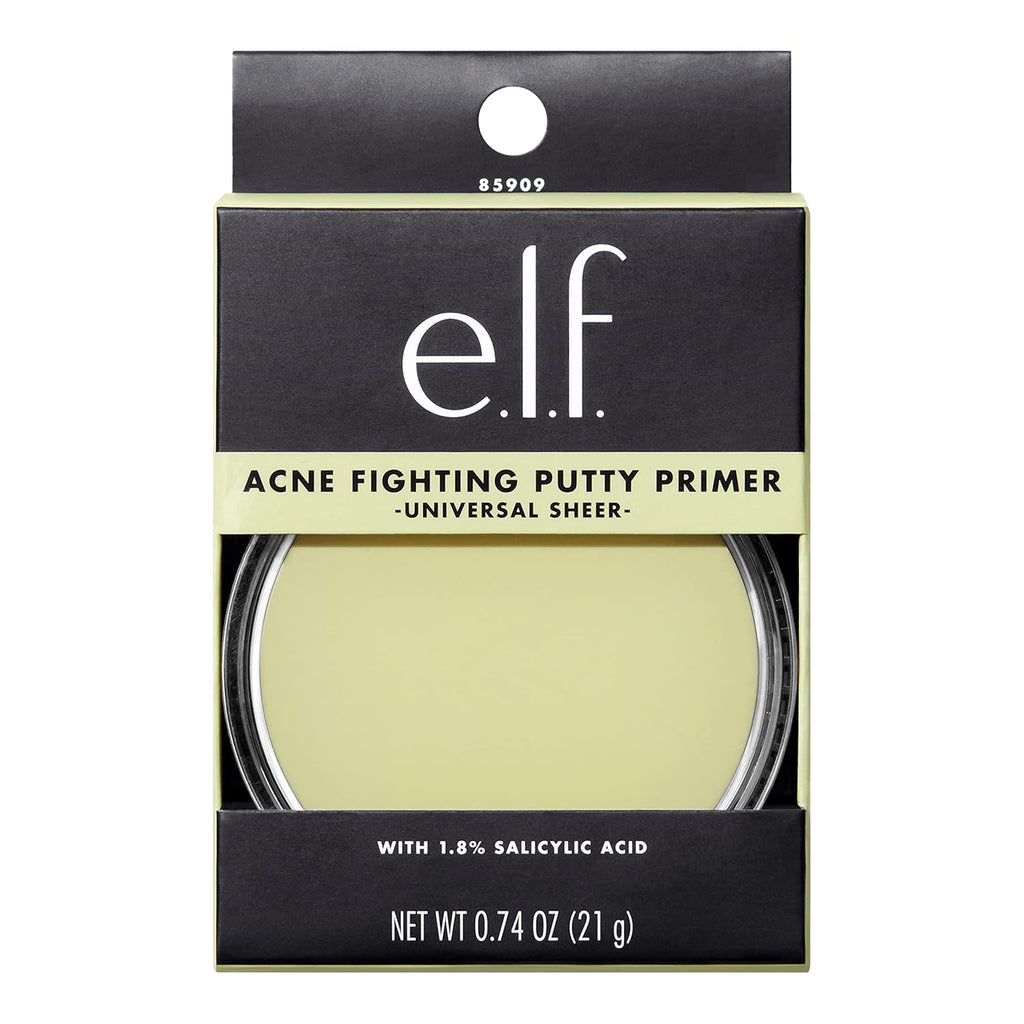 e.l.f. Acne Fighting Putty Primer. Infused with 1.8% Salicylic Acid. Helps Prevents Future Breakouts & Helps Reduce Redness. Minimizes Appearance of Pores. Preps & Primes Skin. 0.74 Oz (21g)