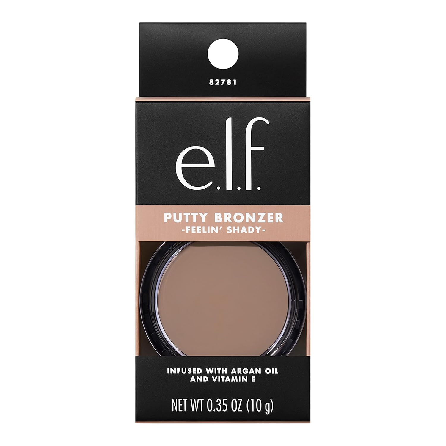 e.l.f. Putty Bronzer. Creamy & Highly Pigmented Formula. Creates a Long-Lasting Bronzed Glow. Infused with Argan Oil & Vitamin E. Feelin' Shady. 0.35 Oz (10g)
