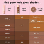 e.l.f. Halo Glow Liquid Filter. Hydrating Complexion Boost. 8.5 Rich | Soft Focus. Luminous Natural Glow for Face & Body. Infused with Hyaluronic Acid & Squalene. Vegan & Cruelty-Free
