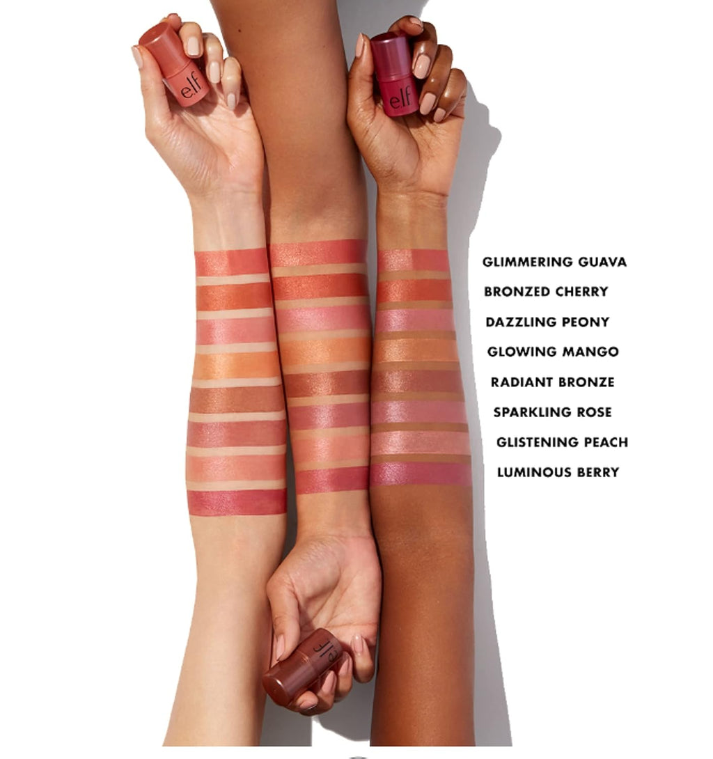 e.l.f. Monochromatic Multi Stick. Cream-to-Powder. Dazzling Peony | Creamy & Blendable for Eyes. Lips & Cheeks. Adds Shimmer. Lightweight Buildable Finish. Travel-Friendly. Vegan & Cruelty-Free