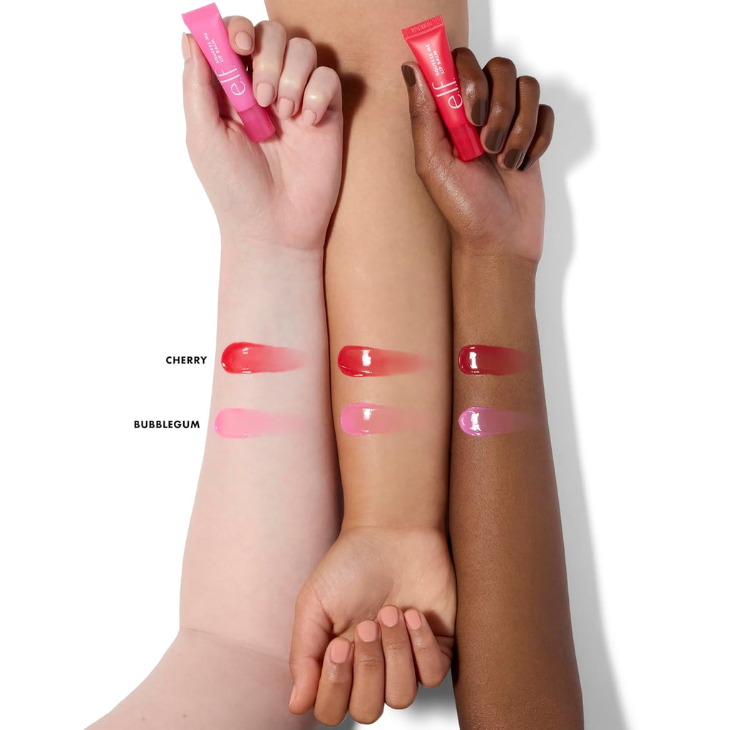 e.l.f. Squeeze Me More Lip Balm Duo. Cherry/Bubblegum | Moisturizing Balm For A Sheer Tint Of Color. Made With Hyaluronic Acid. Vegan & Cruelty-Free. Cherry & Bubblegum