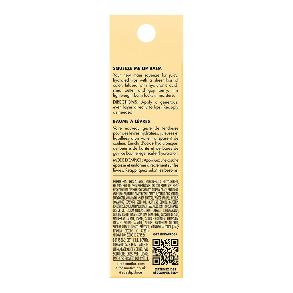 e.l.f. Squeeze Me Lip Balm. Vanilla Frosting | Moisturizing Lip Balm For A Sheer Tint Of Color. Infused With Hyaluronic Acid. Vegan & Cruelty-free