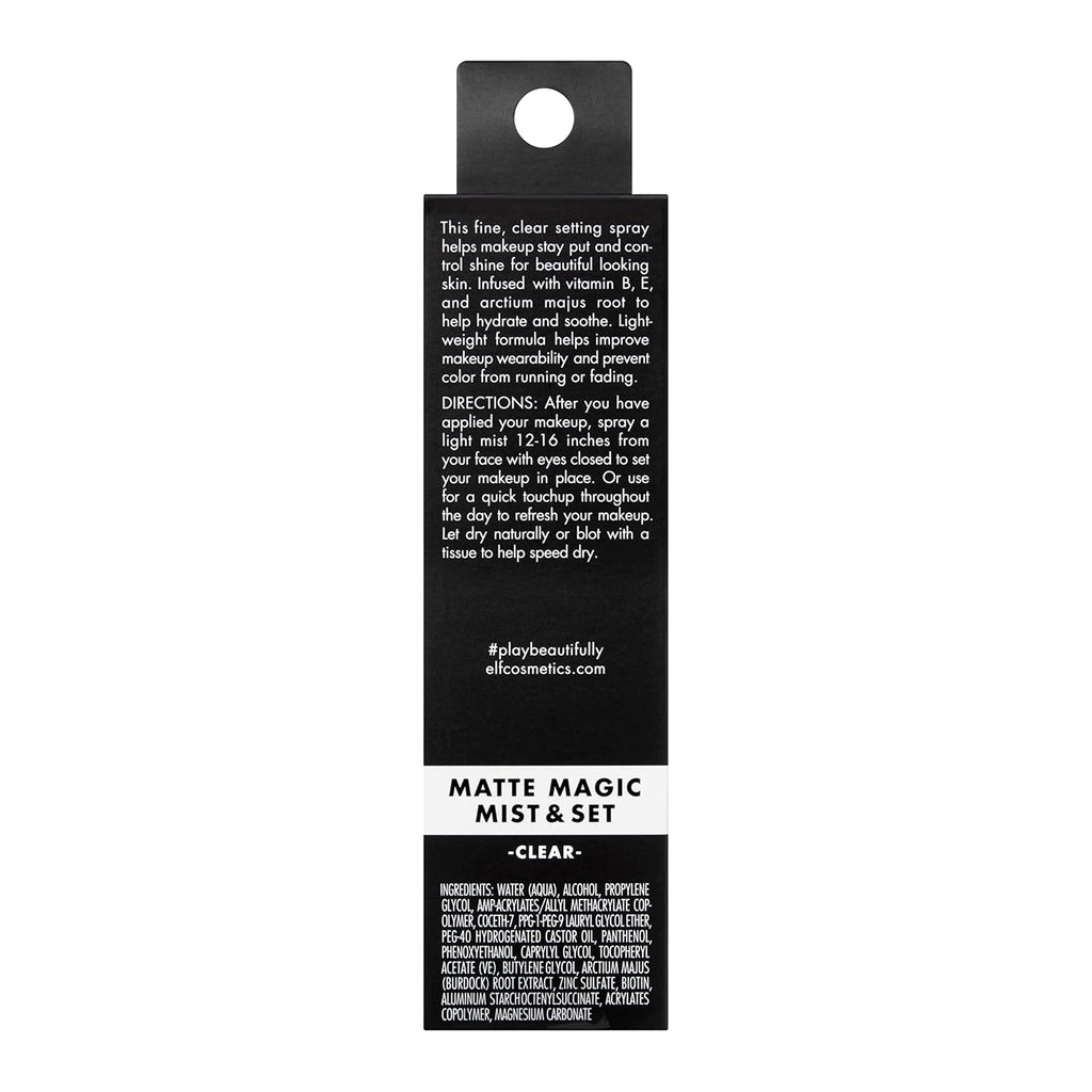 e.l.f. Matte Magic Mist & Set Makeup Setting Spray. Matte Finish & Oil Control for Lightweight Long-Lasting Wear. Vitamin B & E. 2 Fl Oz