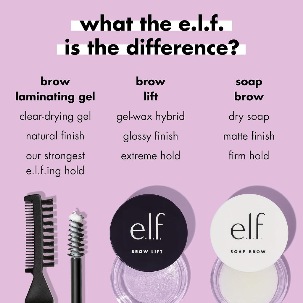 e.l.f. Brow Laminating Gel | Strong-Hold. Clear-Drying & Water-Resistant Brow Gel Creates Laminated Brows. Comb & Sculpt Brows. Vegan & Cruelty-free