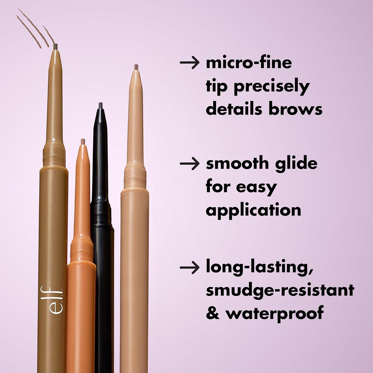 e.l.f. Micro-Fine Brow Pencil. Taupe | Waterproof Brow Color & Spoolie For Shaping Brows & Creating A Feathered Natural-Looking Finish. Vegan & Cruelty-Free