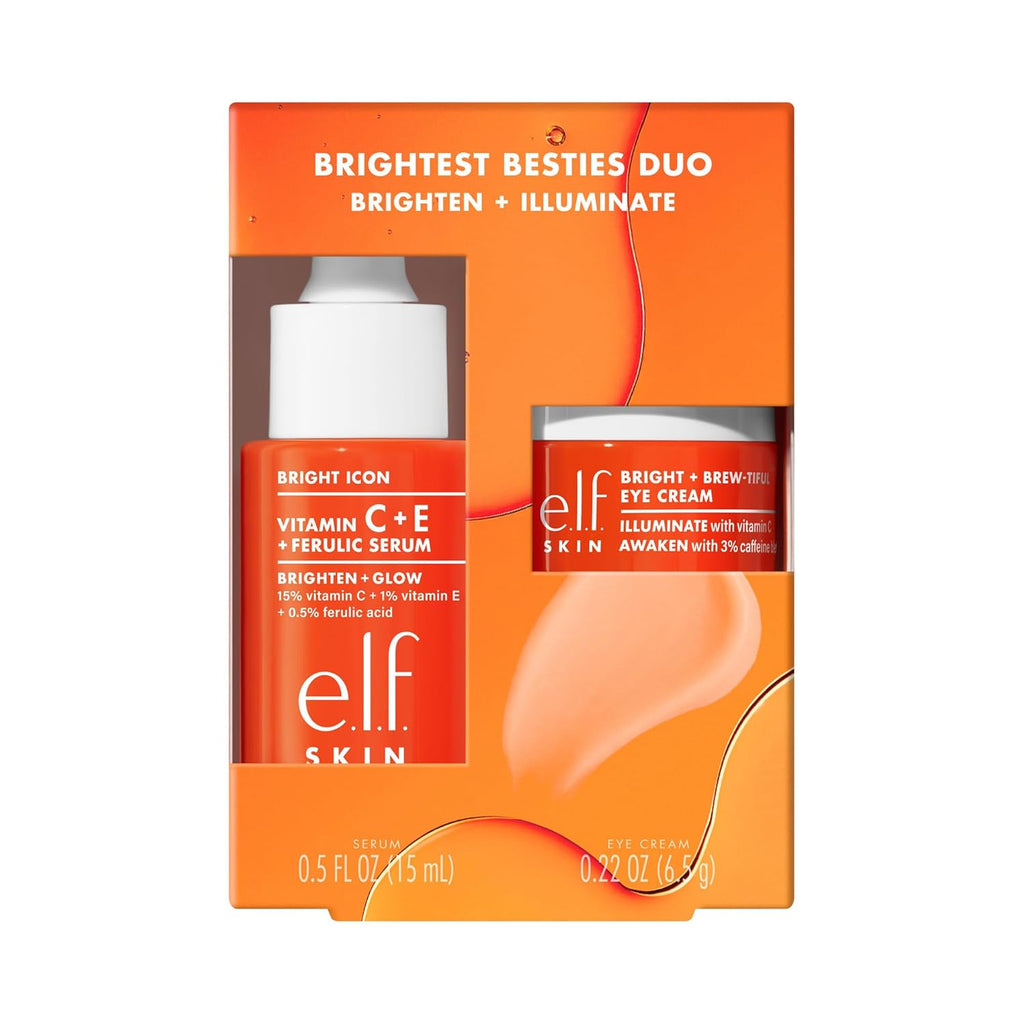 e.l.f. SKIN Brightest Besties Duo. Travel-Sized Skincare Set. Brightening Face Serum & Vitamin C Eye Cream. Boosts Radiance. Depuffs & Evens Skin Tone. Vegan & Cruelty-Free