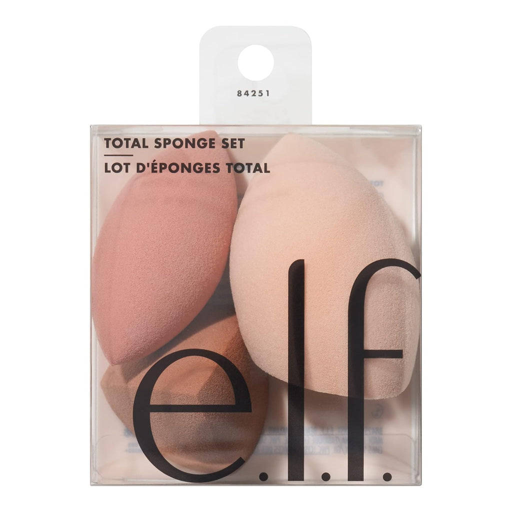 e.l.f. Total Sponge Set. Multi-use Makeup Sponge Set For Flawless Blending. Great For Powder Or Liquid Concealer & Foundation. Vegan & Cruelty-Free
