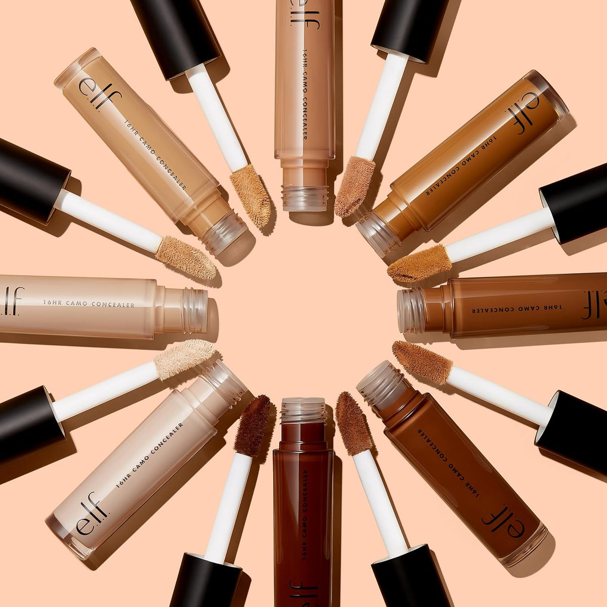 e.l.f. 16HR Camo Concealer. Full Coverage. Matte Finish Under-Eye & Blemish Corrector. Hydrating Formula. 16-Hour Crease-Resistant Wear. Medium Sand