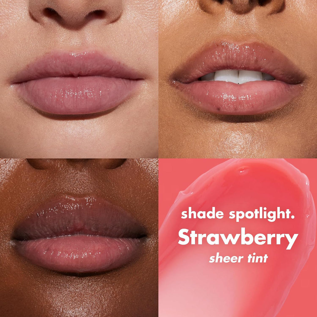 e.l.f. Squeeze Me Lip Balm. Strawberry | Moisturizing Lip Balm For A Sheer Tint Of Color. Infused With Hyaluronic Acid. Vegan & Cruelty-free