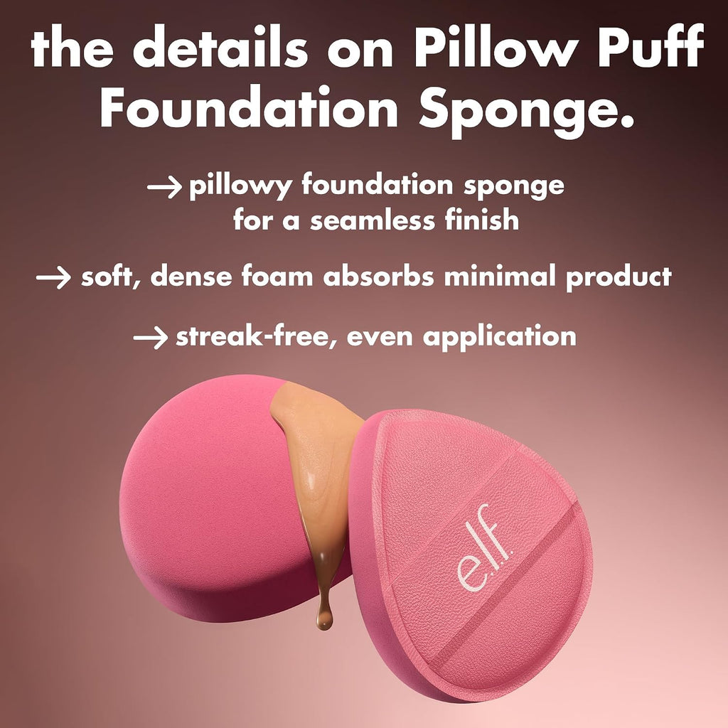 e.l.f. Pillow Puff Foundation Sponge | Bouncy. Ultra-Soft Foam Makeup Sponge For Liquid Foundation. Creates An Airbrushed Finish. Vegan & Cruelty-Free