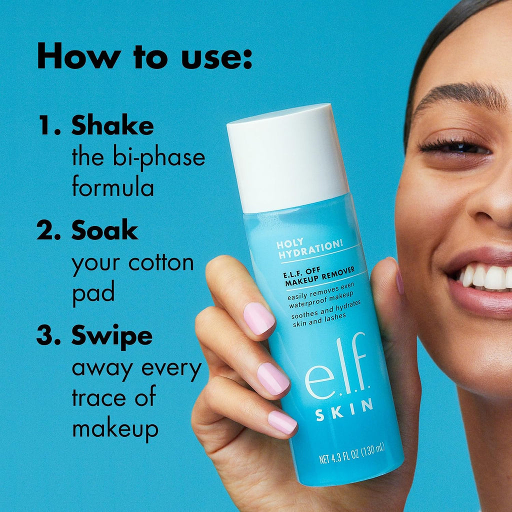e.l.f. el.f. SKIN Holy Hydration Off Makeup Remover | Liquid Makeup Remover For Eye. Lip & Face Makeup. Gentle Formula. Vegan & Cruelty-free
