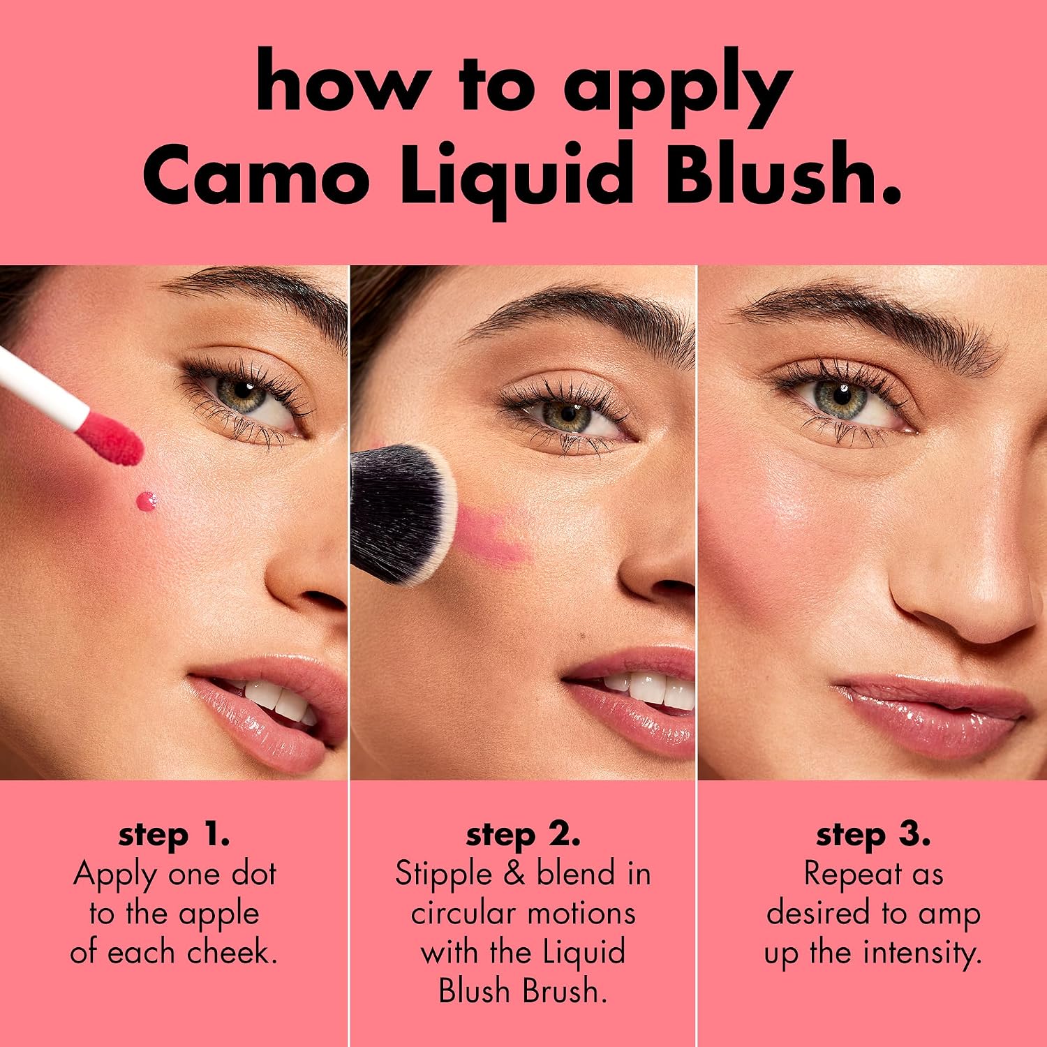 e.l.f. Camo Liquid Blush. Buildable & Blendable. Dusty Rosé | Lightweight Liquid Formula. Long-Lasting Wear. High-Pigment Color. Smooth Application. Buildable. Vegan & Cruelty-Free