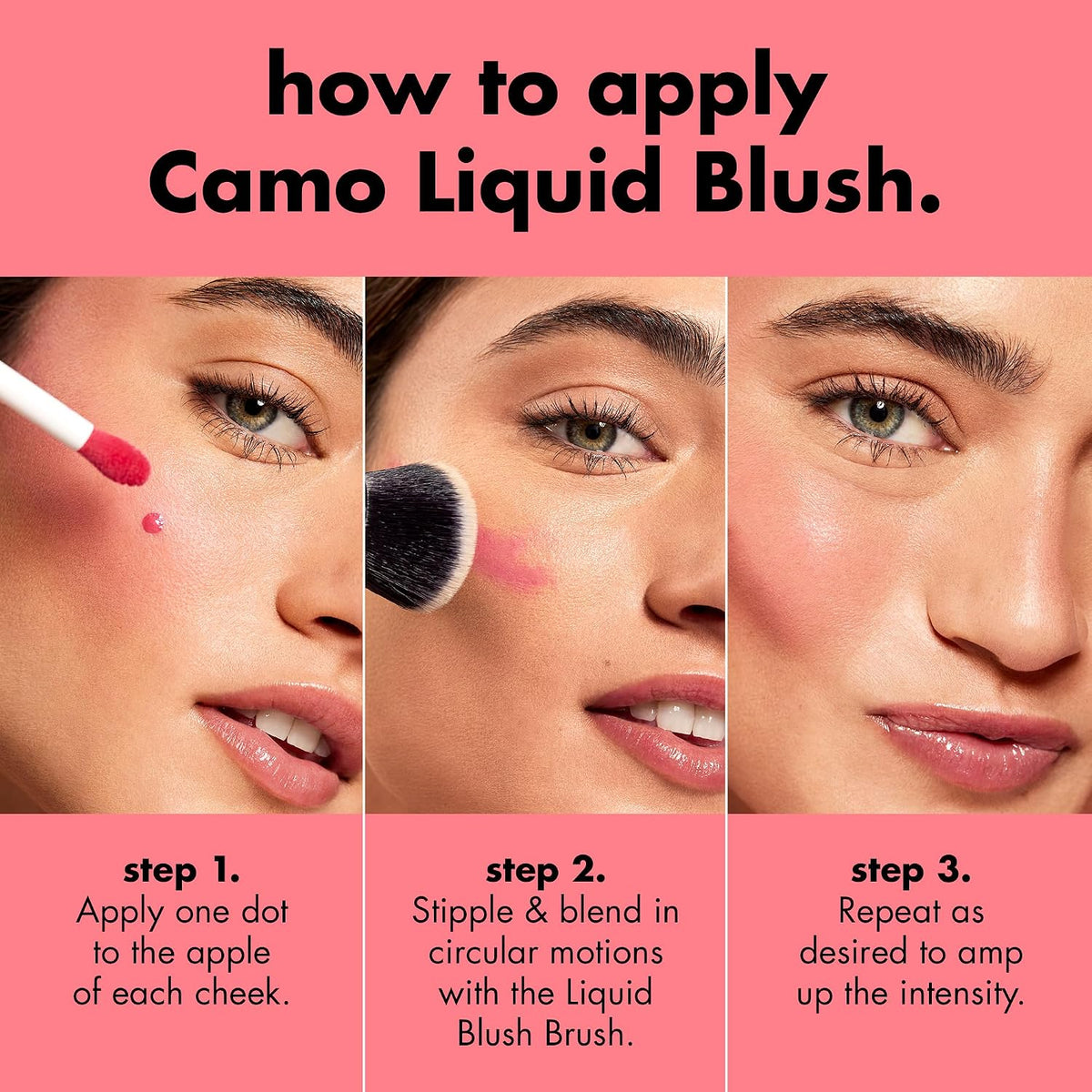 e.l.f. Camo Liquid Blush. Buildable & Blendable. Gorg Orange | Lightweight Liquid Formula. Long-Lasting Wear. High-Pigment Color. Smooth Application. Buildable. Vegan & Cruelty-Free