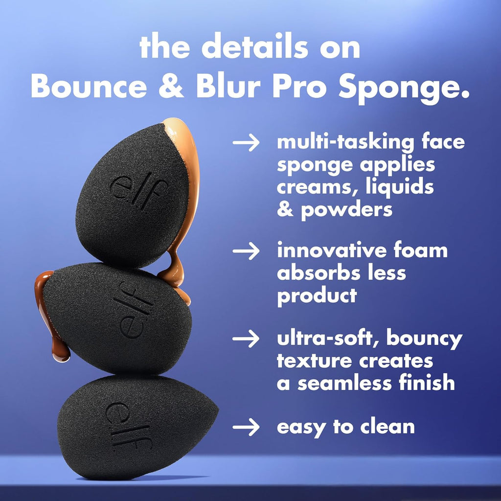 e.l.f. Bounce & Blur Pro Sponge | Multi-Use Makeup Blending Sponge for Cream. Liquid & Powder Formulas. Creates A Blurred Finish. Vegan & Cruelty-Free