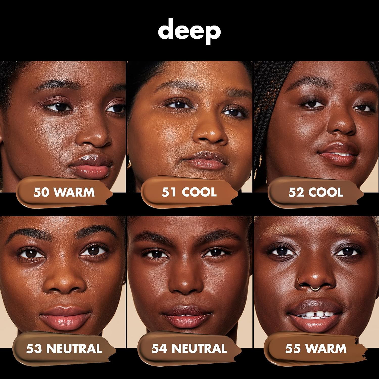 e.l.f. Soft Glam Satin Foundation. Medium Coverage. 53 Deep Neutral | Satin Finish. Long-Lasting Wear. Hydrating Hyaluronic Acid & Hibiscus Complex. Blurs Pores. Lightweight. Vegan & Cruelty-Free