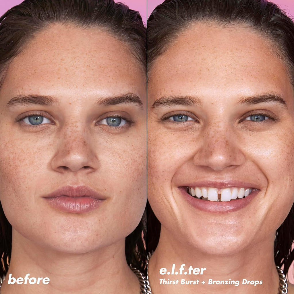 e.l.f. SKIN The Hottest Drops Duo | Holy Hydration! Thirst Burst Drops & Bronzing Drops Skincare Set. For A Dewy. Sun-Kissed Look. Vegan & Cruelty-Free