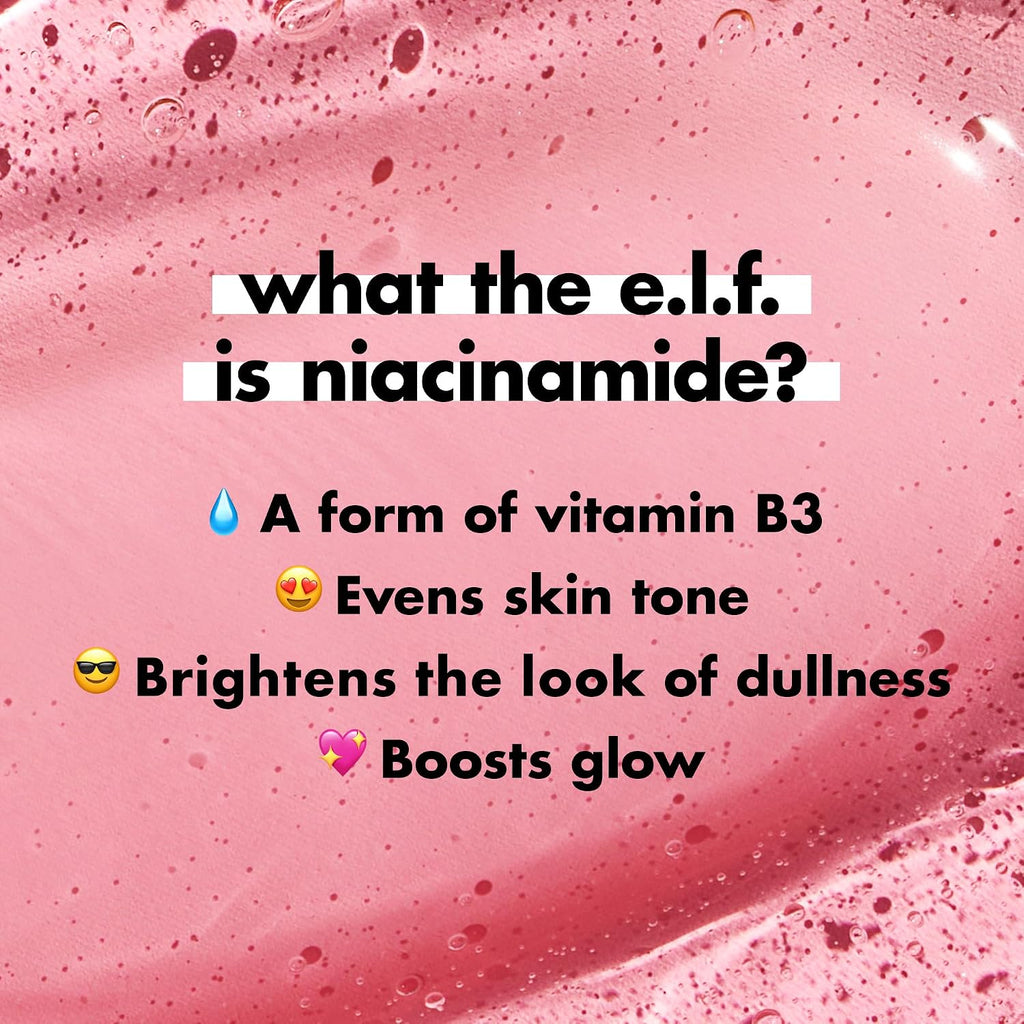e.l.f. Power Grip Primer + 4% Niacinamide. Gripping Gel Primer. 0.811 Fl Oz | Brightening Formula. Ultra-Dewy & Glowing Finish. Long-Lasting Wear. Hydrating Gel Base. Lightweight. Vegan & Cruelty-Free