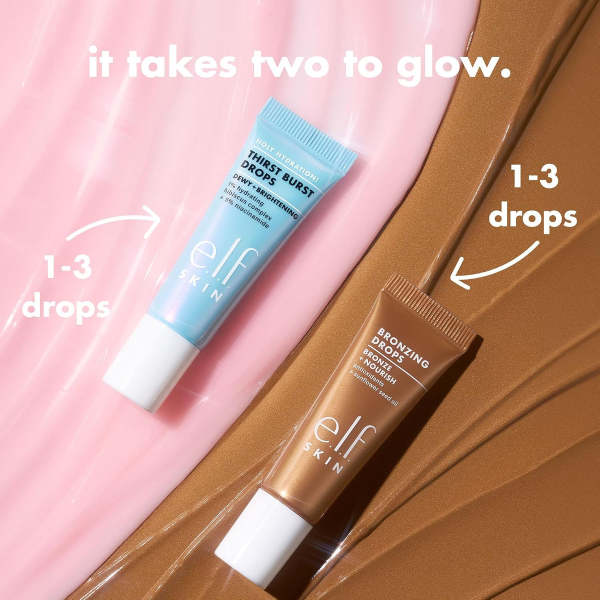 e.l.f. SKIN The Hottest Drops Duo | Holy Hydration! Thirst Burst Drops & Bronzing Drops Skincare Set. For A Dewy. Sun-Kissed Look. Vegan & Cruelty-Free