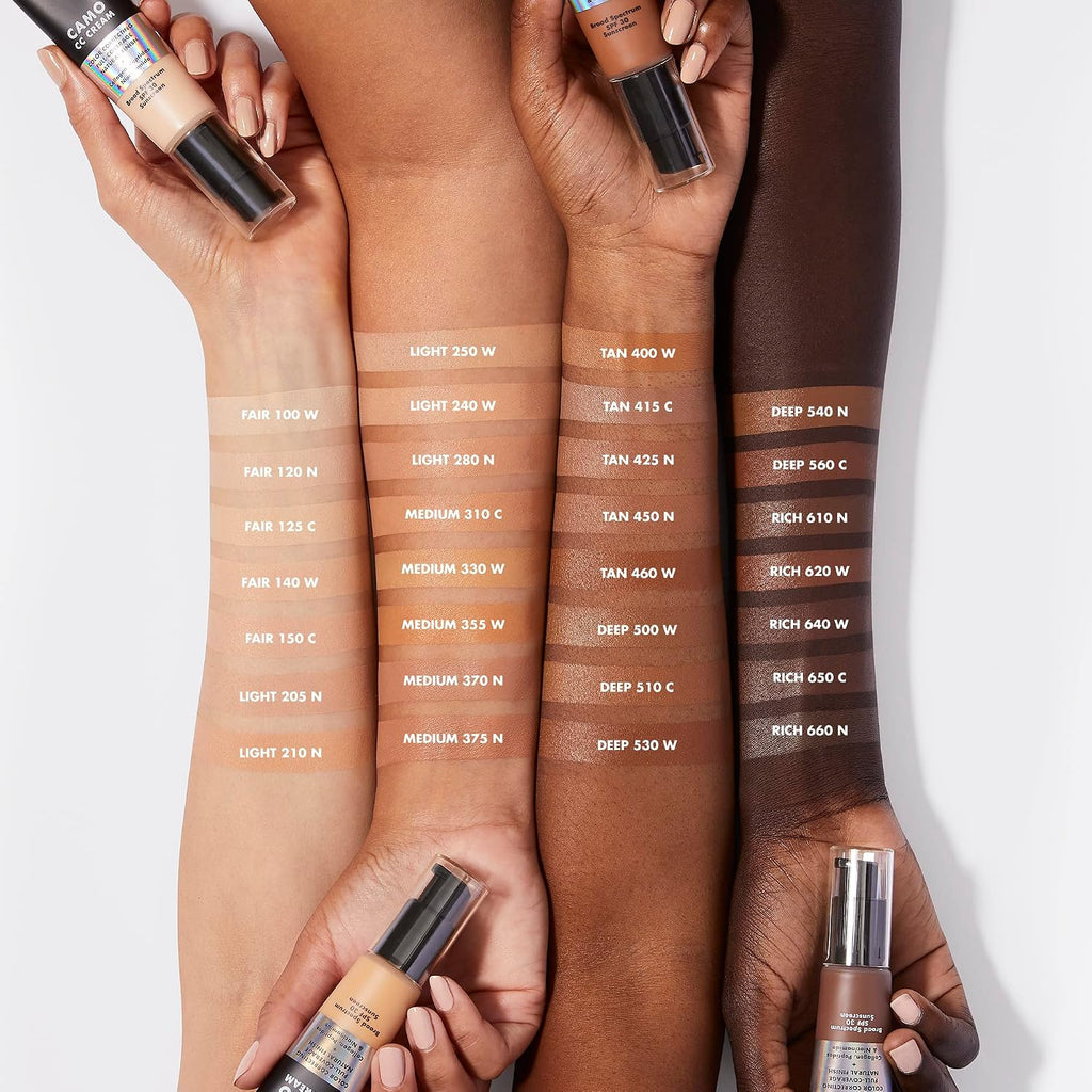 e.l.f. Camo CC Cream. SPF 30 Color-Correcting Medium-To-Full Coverage Face Foundation. Delivers An Airbrushed Finish. Vegan & Cruelty-Free. Tan 400 W
