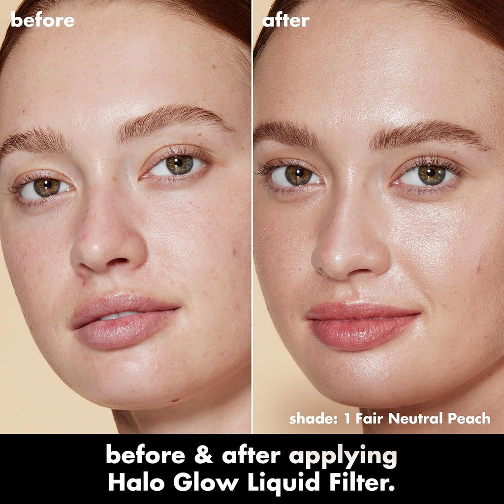 e.l.f. Halo Glow Liquid Filter. Hydrating Complexion Boost. 1 Fair | Soft Focus. Luminous Natural Glow for Face & Body. Infused with Hyaluronic Acid & Squalene. Vegan & Cruelty-Free