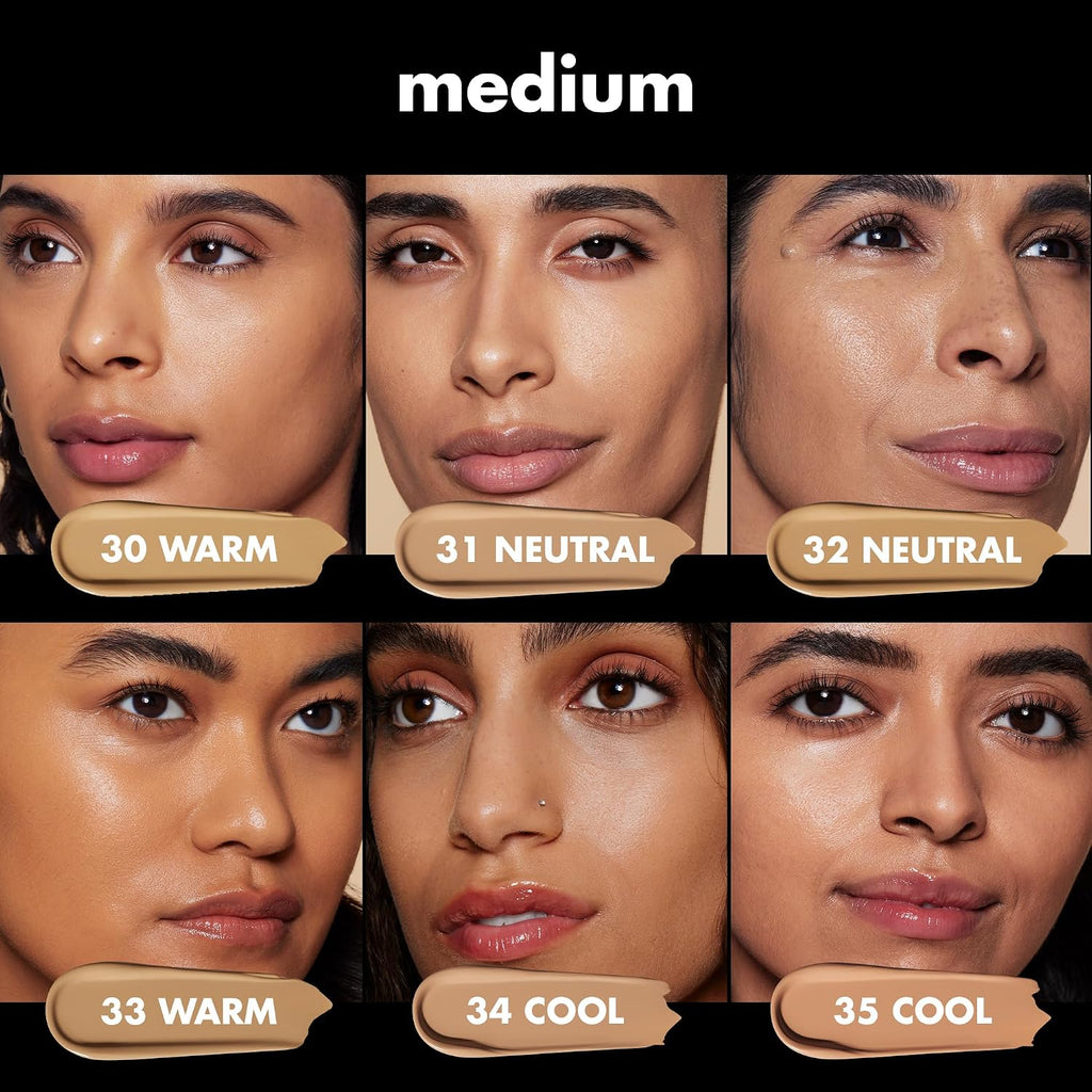 e.l.f. Soft Glam Satin Foundation. Medium Coverage. 31 Medium Neutral | Satin Finish. Long-Lasting Wear. Hydrating Hyaluronic Acid & Hibiscus Complex. Blurs Pores. Lightweight. Vegan & Cruelty-Free