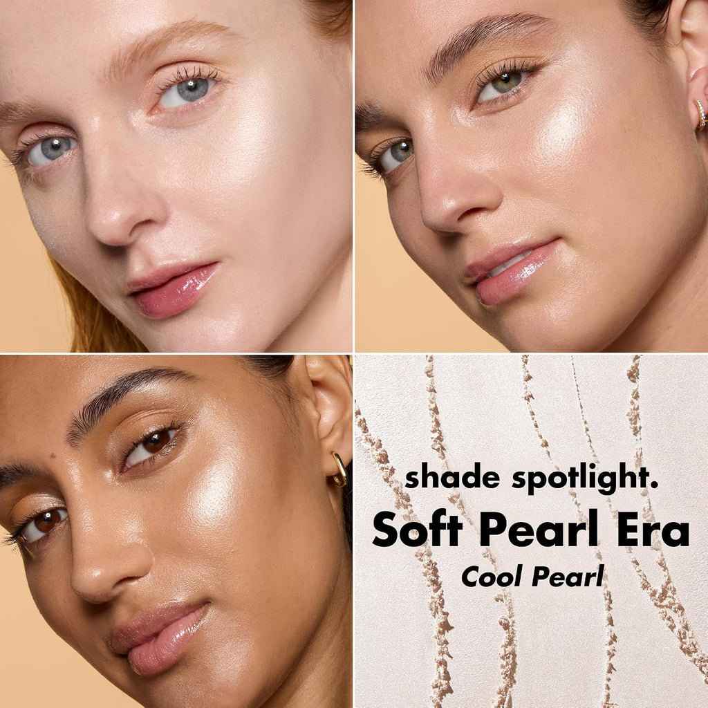 e.l.f. Halo Glow Silky Powder Highlighter. Long-Lasting Luminous Face Finish. Cake-Resistant With Micro-Shimmer. Vegan & Cruelty-Free. Soft Pearl Era