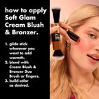 e.l.f. Soft Glam Cream Bronzer Stick. Sun-Kissed Soft Glow. Fair | Butter-Soft Blendable Formula. Satin Sculpted Finish. Buildable Warmth & High-Impact Color. Vegan & Cruelty-Free