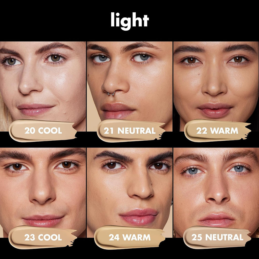 e.l.f. Soft Glam Satin Foundation. Medium Coverage. 25 Light Neutral | Satin Finish. Long-Lasting Wear. Hydrating Hyaluronic Acid & Hibiscus Complex. Blurs Pores. Lightweight. Vegan & Cruelty-Free