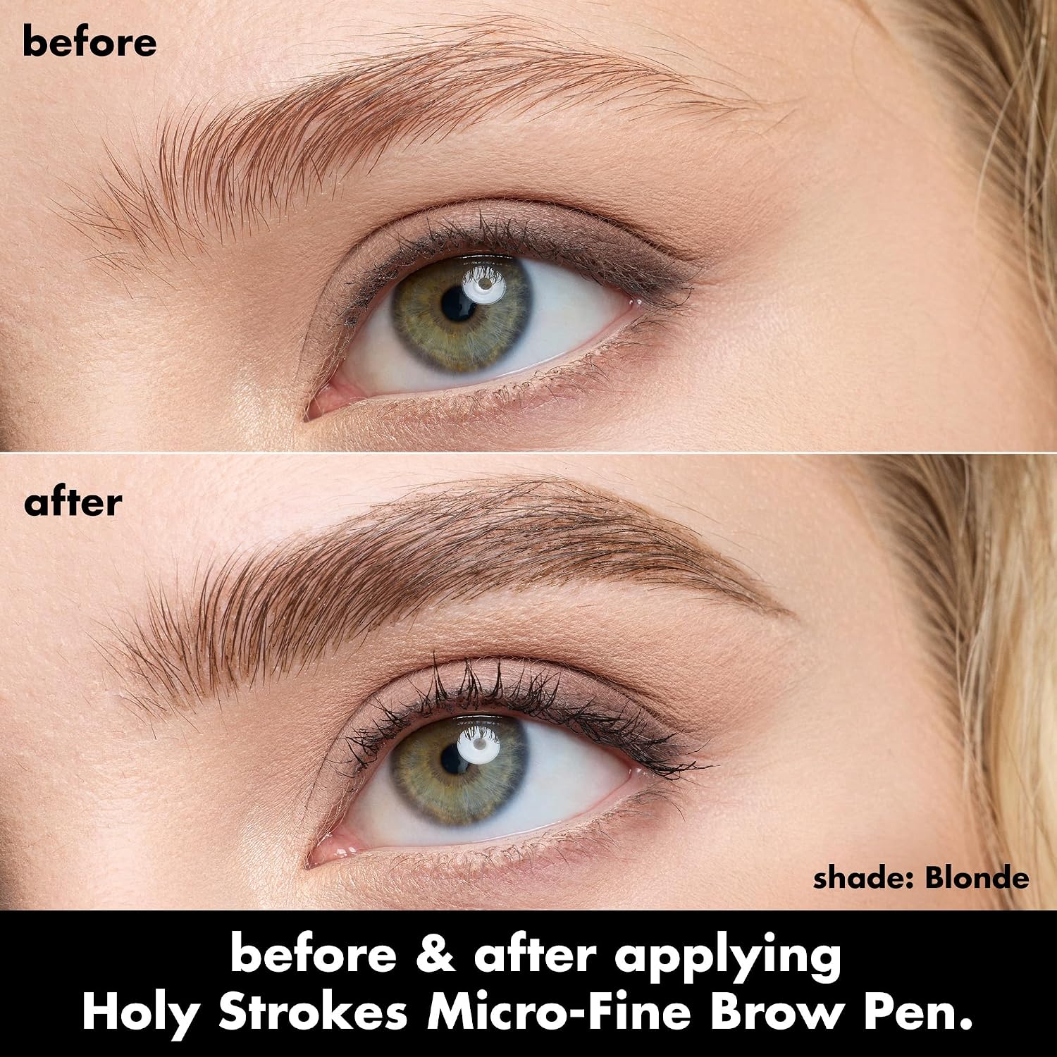 e.l.f. Holy Strokes Micro-Fine Brow Pen. Liquid Waterproof Eyebrow Makeup For Detailing & Adding Dimension. Vegan & Cruelty-Free. Blonde