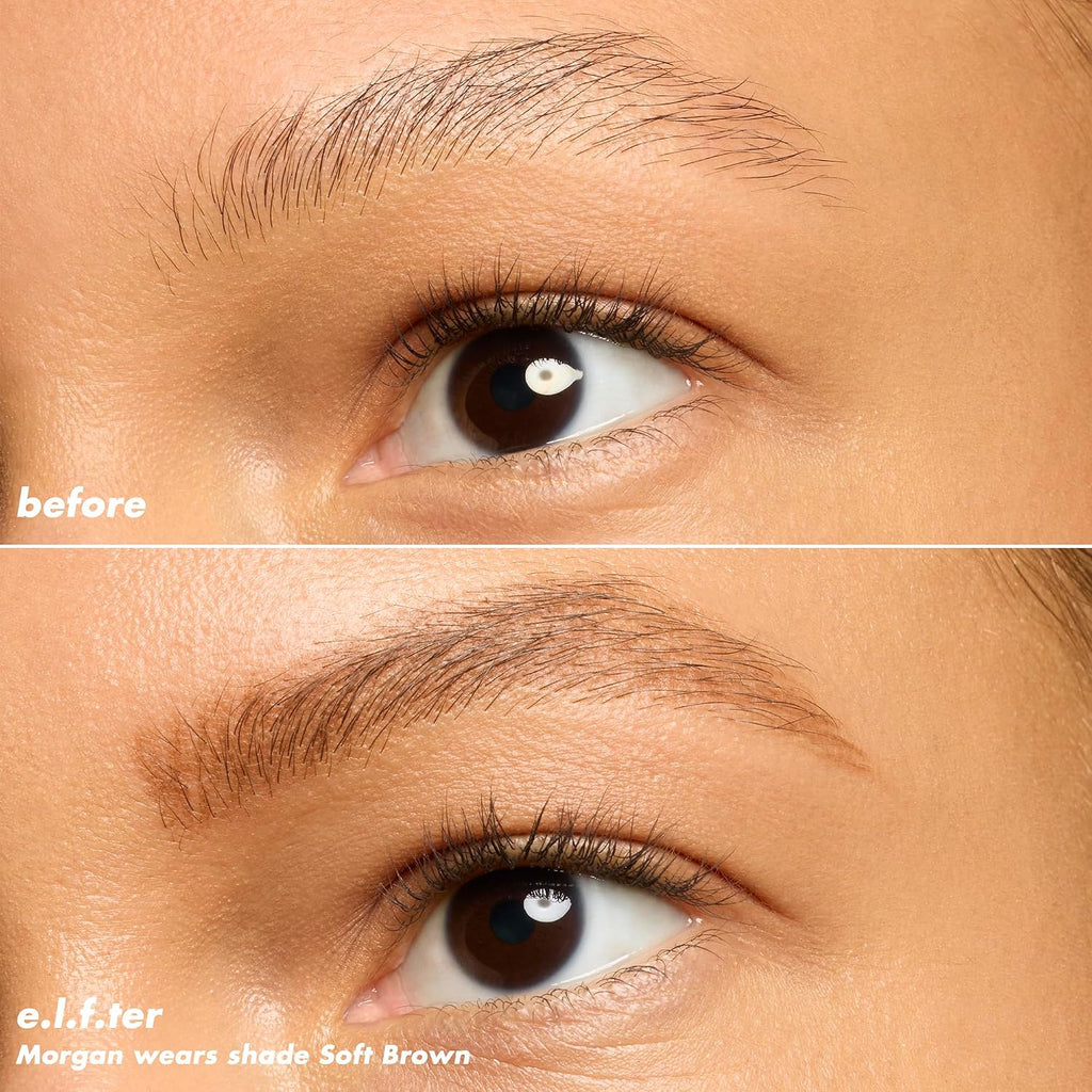 e.l.f. Micro-Fine Brow Pencil. Soft Brown | Waterproof Brow Color & Spoolie For Shaping Brows & Creating A Feathered Natural-Looking Finish. Vegan & Cruelty-Free