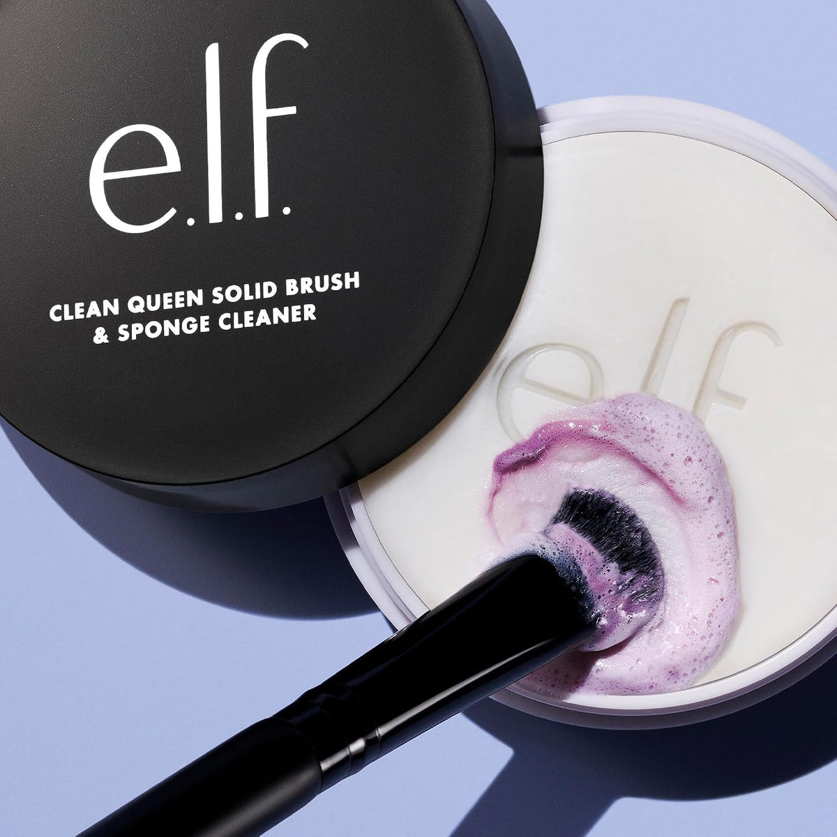 e.l.f. Clean Queen Solid Brush & Sponge Cleaner. Cleanses Face & Eye Makeup Brushes & Sponges. Nourishing. Non-Damaging Formula. Vegan & Cruelty-Free