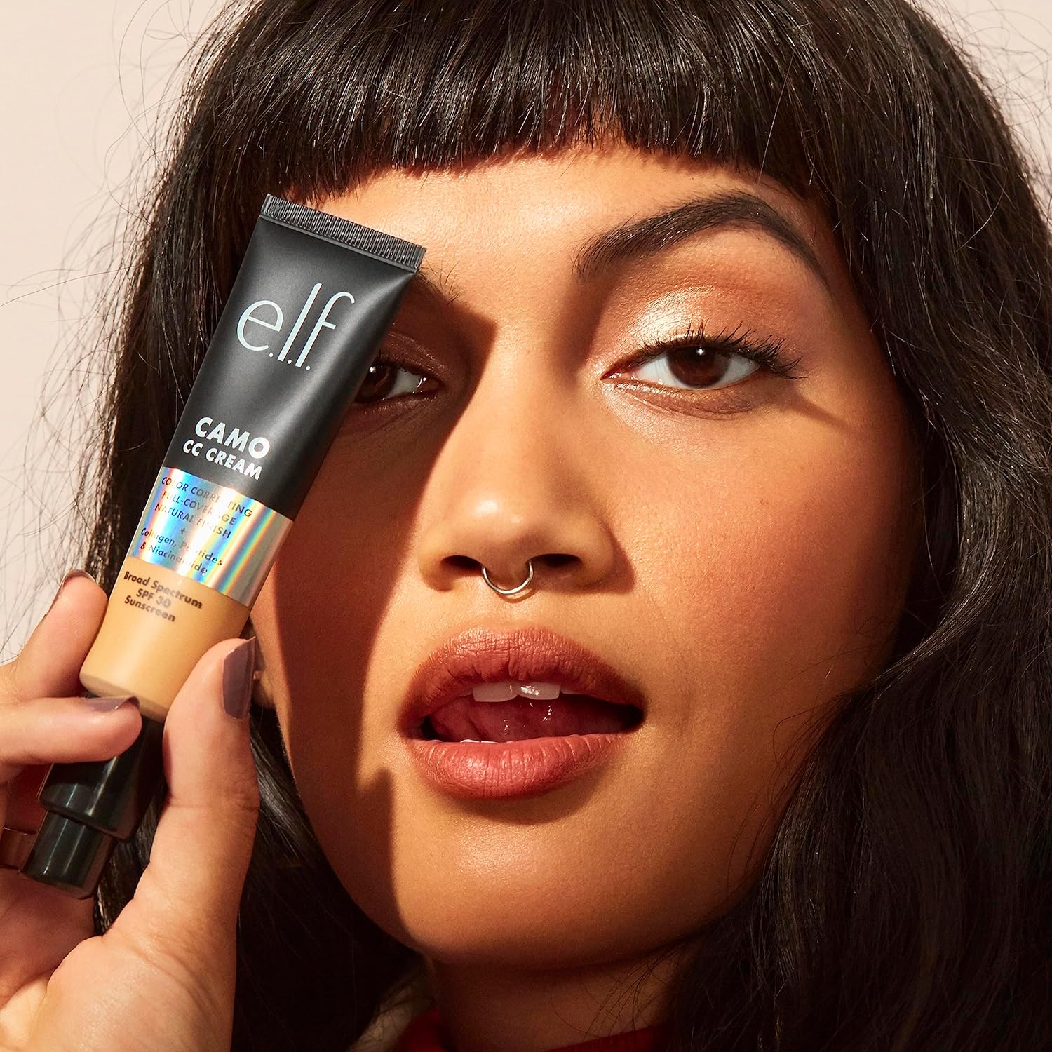 e.l.f. Camo CC Cream. SPF 30 Color-Correcting Medium-To-Full Coverage Face Foundation. Delivers An Airbrushed Finish. Vegan & Cruelty-Free. Medium 355 W