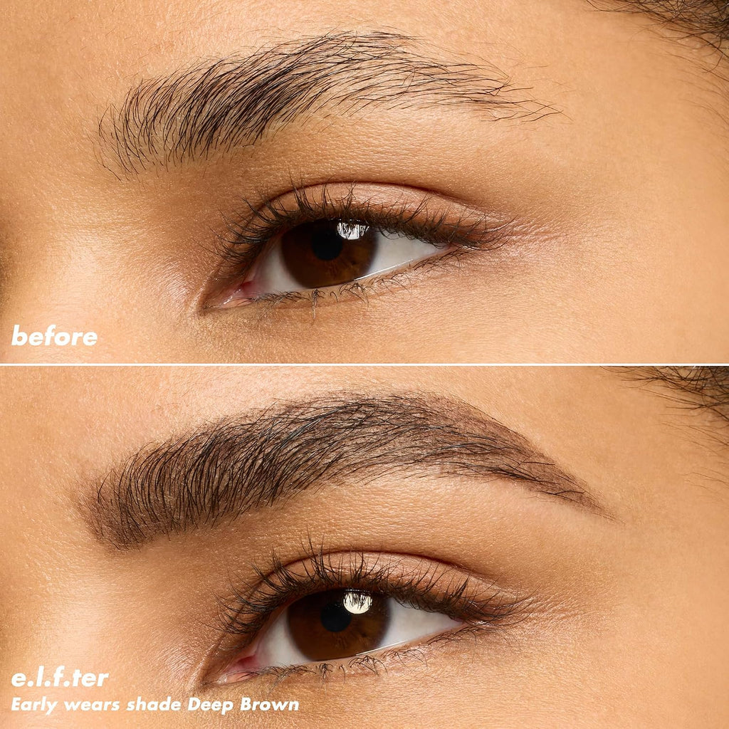e.l.f. Micro-Fine Brow Pencil. Deep Brown | Waterproof Brow Color & Spoolie For Shaping Brows & Creating A Feathered Natural-Looking Finish. Vegan & Cruelty-Free