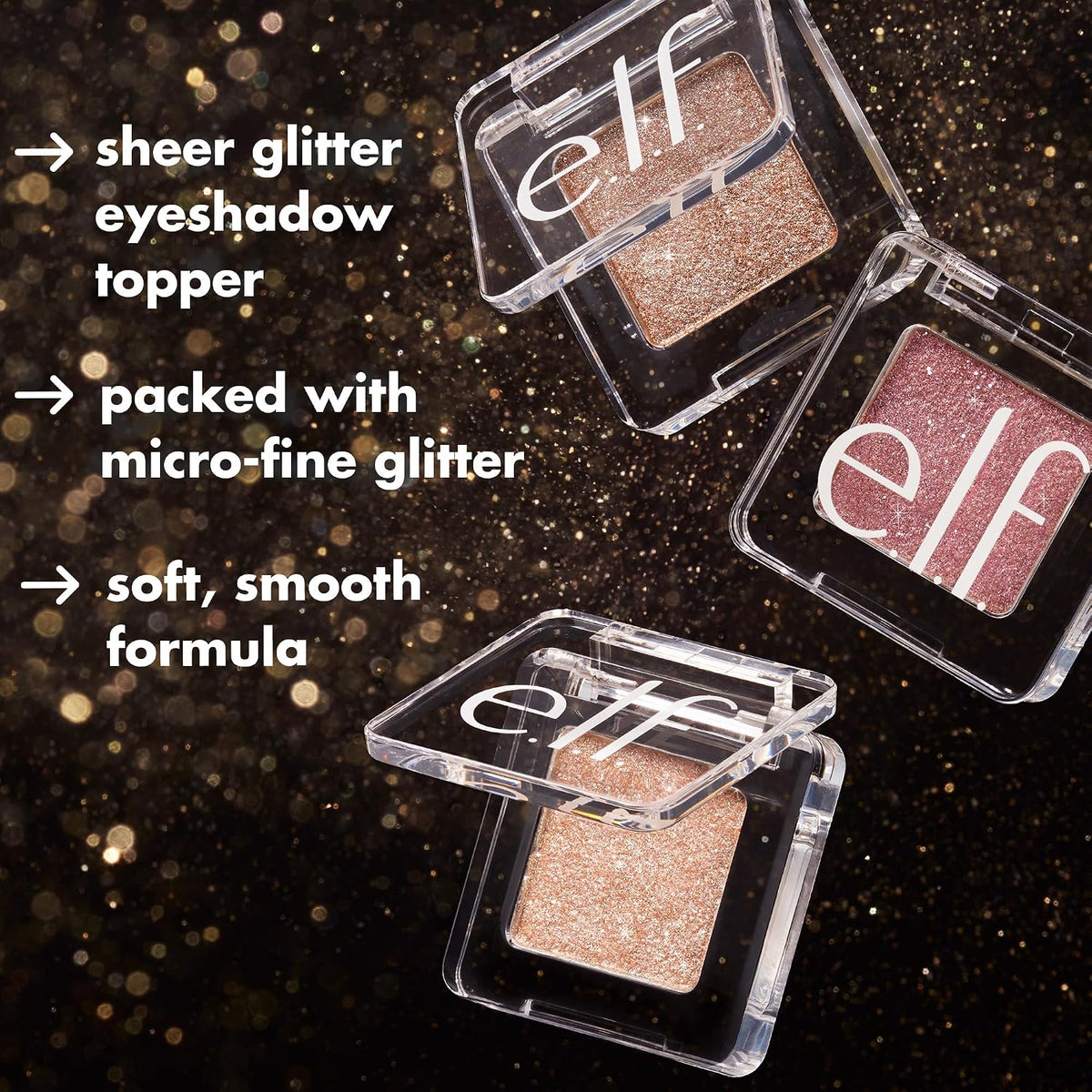 e.l.f. Fine As Fleck Glitter Eyeshadow. Tan-talize | Long-Lasting Sheer Eye Makeup With A Shimmer Finish. Soft. Smooth Formula. Vegan & Cruelty-Free