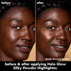 e.l.f. Halo Glow Silky Powder Highlighter. Long-Lasting Luminous Face Finish. Cake-Resistant With Micro-Shimmer. Vegan & Cruelty-Free. Bronzed Baddie