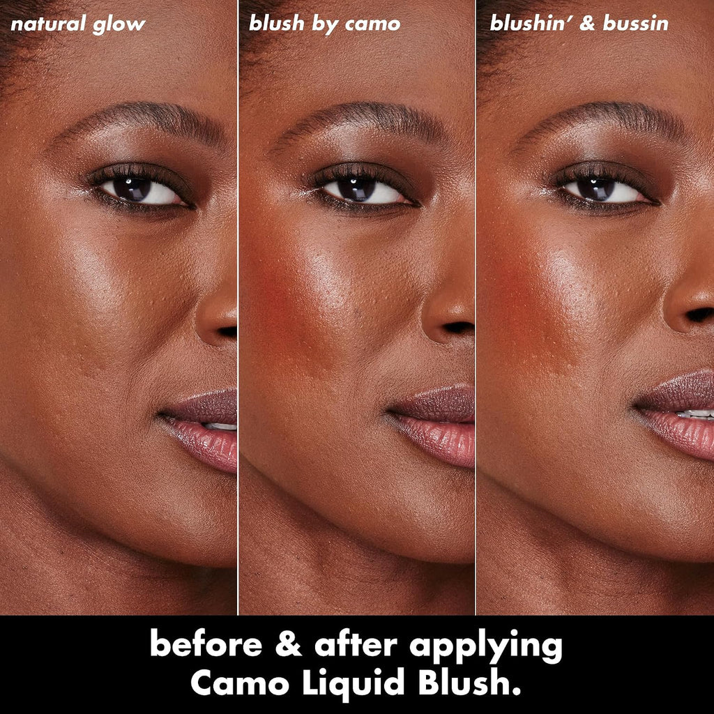 e.l.f. Camo Liquid Blush. Buildable & Blendable. Dusty Rosé | Lightweight Liquid Formula. Long-Lasting Wear. High-Pigment Color. Smooth Application. Buildable. Vegan & Cruelty-Free